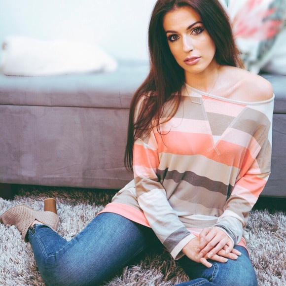 ValMarie Tops - LAST 1! Striped womens fall casual long sleeve top